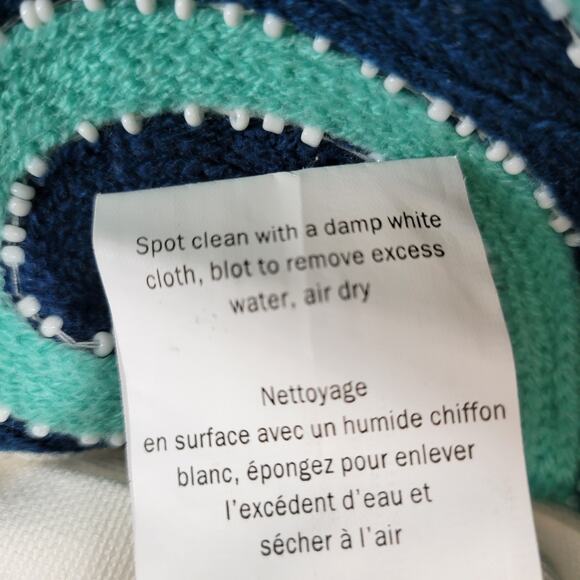 Pottery Barn Kids Pillowcase 16x16 Blue Beaded Octopus Embroidered Cotton Square - Picture 9 of 15